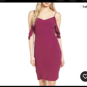 ASTR Womens Cold Off Shoulder Dress Size medium Purple Party Cocktail Ruffle